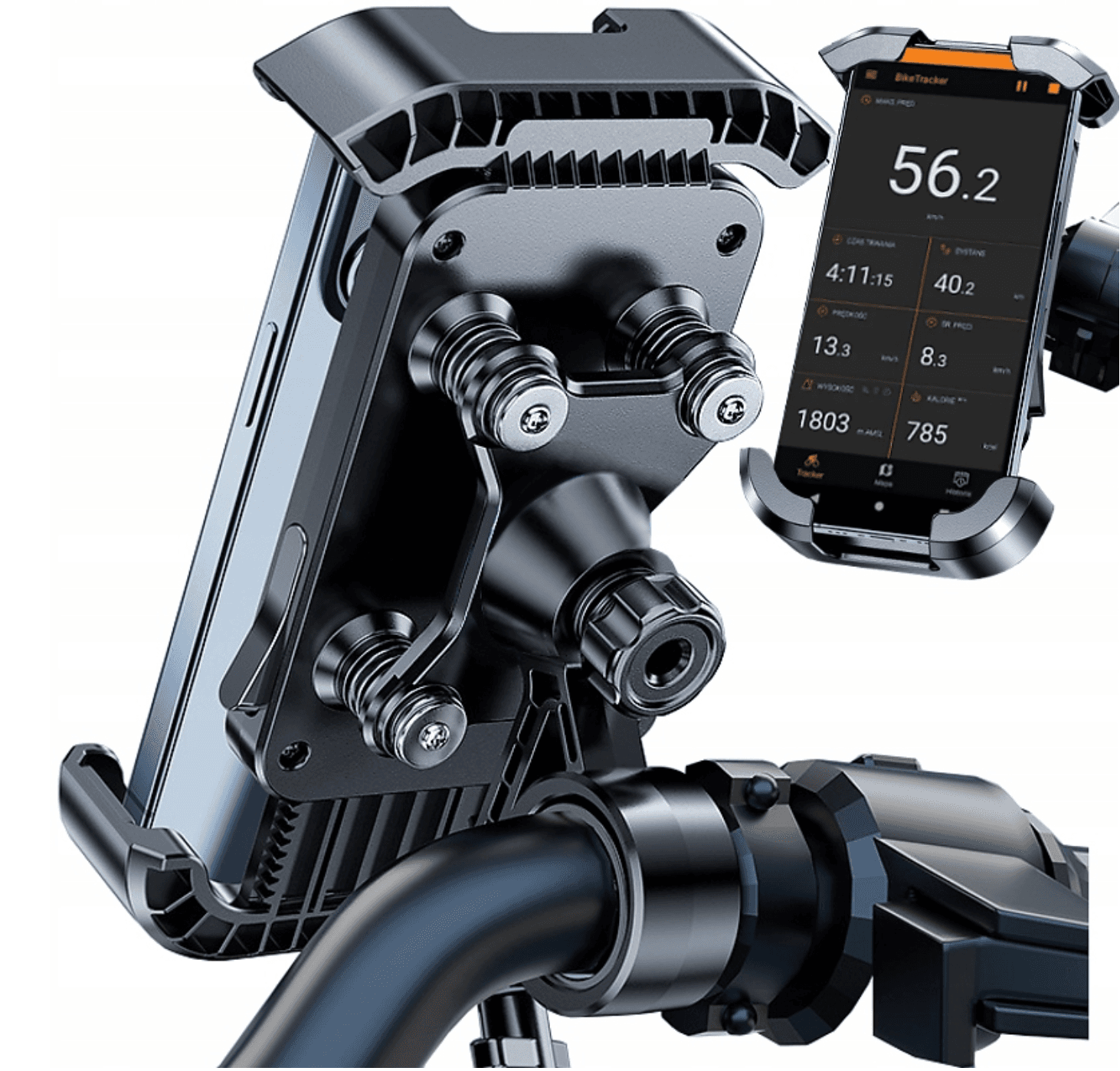 Pancerny antywibracyjny uchwyt rowerowy na telefon